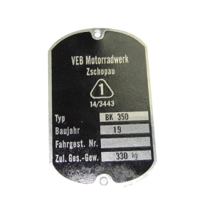 Tabliczka zamionowa IFA BK 350 po niemecku