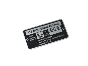 Tabliczka znamionowa ETZ 250